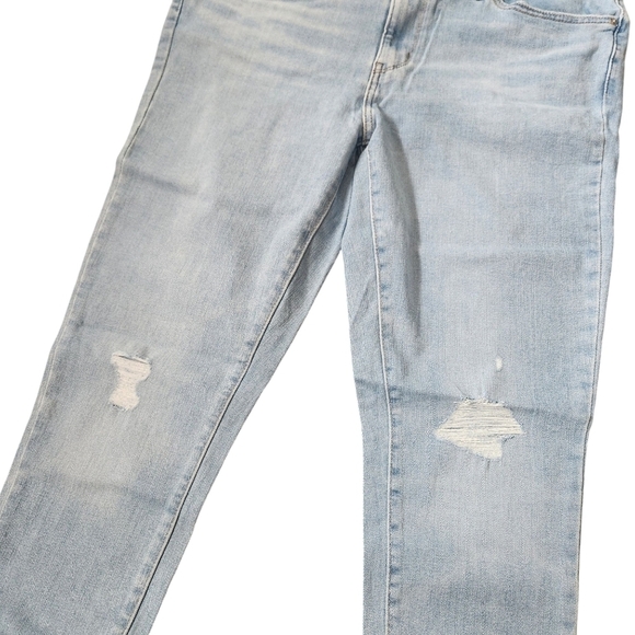 Levi's 711 Skinny Jeans Mid Rise Distressed Ripped Light Wash 32x30 - Picture 4 of 11